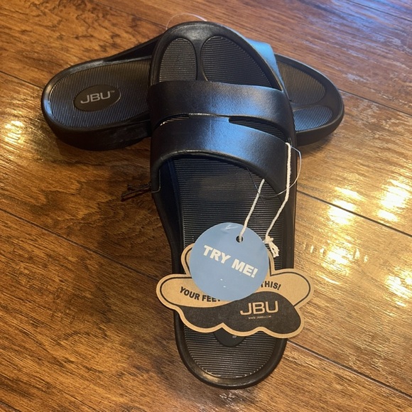 JBU black  Comfort Cut Out Dover Round Toe Wedge Slip On Slide Sandals N… - Picture 6 of 6